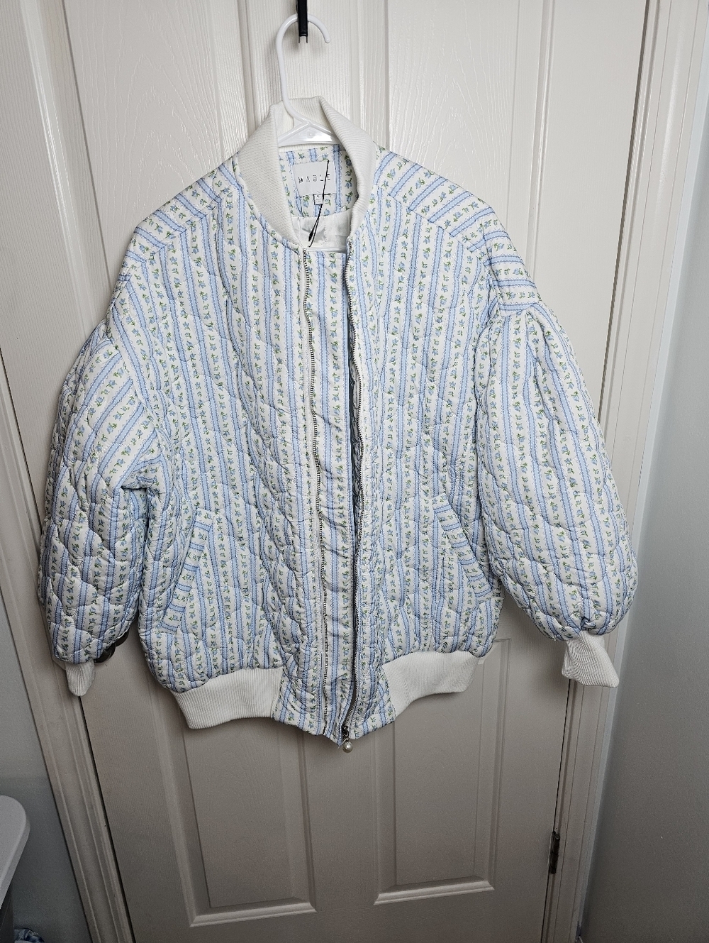 Mable NWT Oversized Lined Quilted Floral Bomber Jacket Cottage Core Size S - Picture 2 of 12